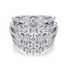 18K White Gold Multi Row Diamond Station Ring - 2.15 ct
