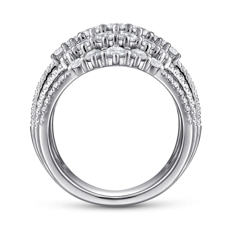18K White Gold Multi Row Diamond Station Ring - 2.15 ct - Shot 2