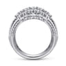 18K White Gold Multi Row Diamond Station Ring - 2.15 ct