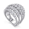 18K White Gold Multi Row Diamond Station Ring - 2.15 ct