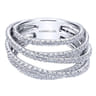 18K White Gold Multi Row Intersecting Diamond Ring - 2.17 ct