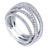 18K White Gold Multi Row Intersecting Diamond Ring - 2.17 ct