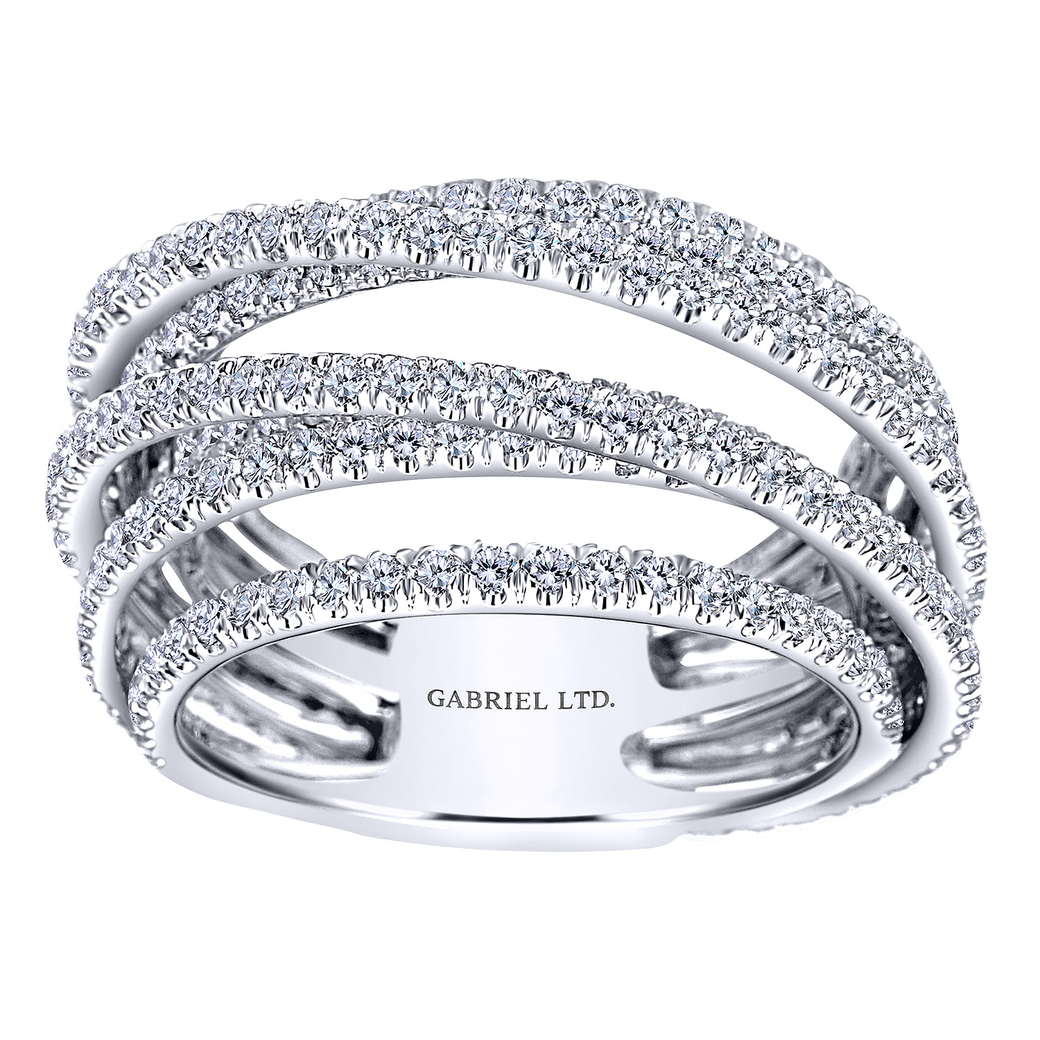 18K White Gold Multi Row Intersecting Diamond Ring - 2.17 ct - Shot 4