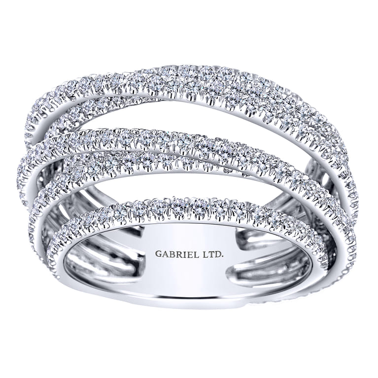 18K White Gold Multi Row Intersecting Diamond Ring - 2.17 ct - Shot 4