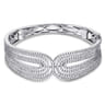 18K White Gold Multi Row Textured Diamond Bangle - 5.44 ct