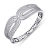 18K White Gold Multi Row Textured Diamond Bangle - 5.44 ct