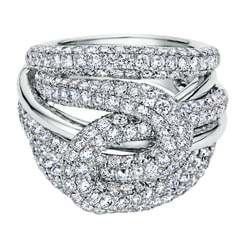 18K White Gold Multi Row Twisted Diamond Knot Ring