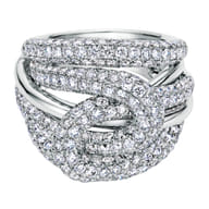 18K White Gold Multi Row Twisted Diamond Knot Ring