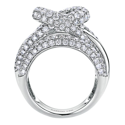 18K White Gold Multi Row Twisted Diamond Knot Ring