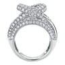 18K White Gold Multi Row Twisted Diamond Knot Ring - 4.4 ct