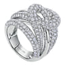 18K White Gold Multi Row Twisted Diamond Knot Ring - 4.4 ct