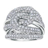 18K White Gold Multi Row Twisted Diamond Knot Ring - 4.4 ct