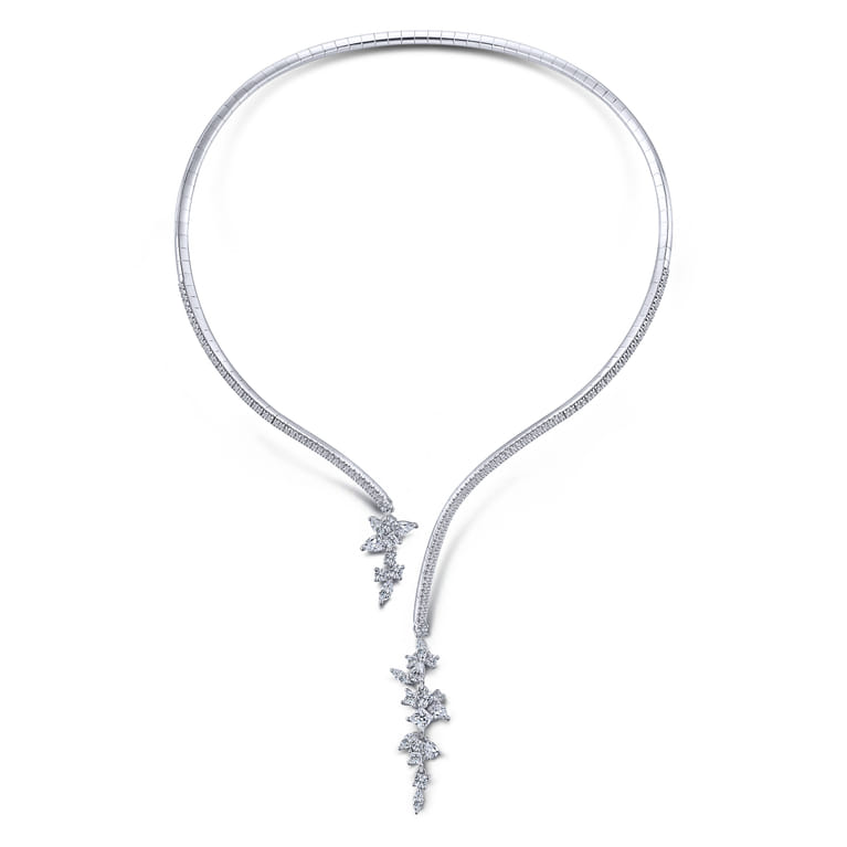18K White Gold Open Diamond Cluster Collar Necklace - 5.31 ct - Shot 2