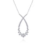 18K White Gold Open Diamond Cluster Teardrop Pendant Necklace - 1.4 ct