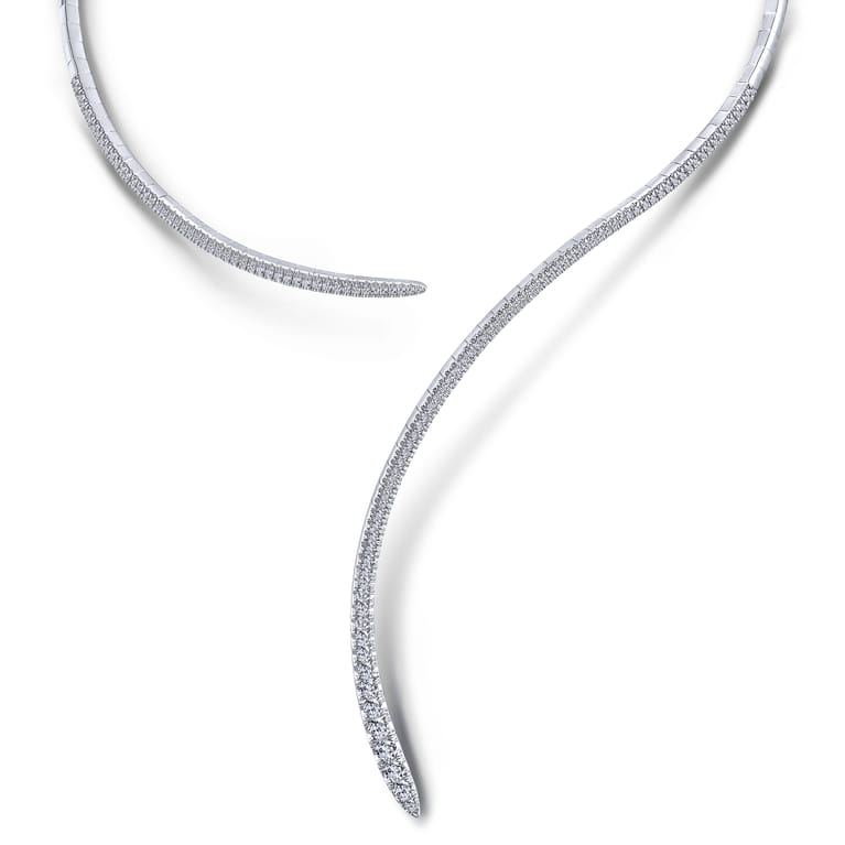 18K White Gold Open Diamond Collar Necklace - 2.7 ct - Shot 1