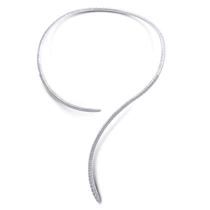 18K White Gold Open Diamond Collar Necklace