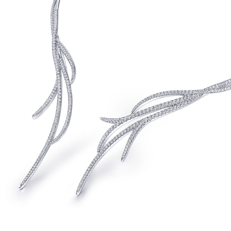 18K White Gold Open Multi Row Diamond Statement Necklace - 4.77 ct - Shot 3