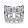 18K White Gold Oval Diamond Cutout Stations Statement Ring - 1.49 ct