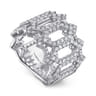18K White Gold Oval Diamond Cutout Stations Statement Ring - 1.49 ct