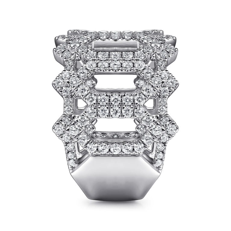 18K White Gold Oval Diamond Cutout Stations Statement Ring - 1.49 ct - Shot 3