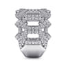 18K White Gold Oval Diamond Cutout Stations Statement Ring - 1.49 ct