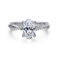 18K White Gold Oval Twisted Diamond Engagement Ring