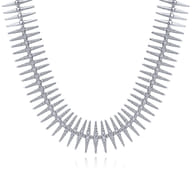 18K White Gold Pave Diamond Spike Statement Necklace