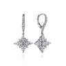 18K White Gold Pear Shape and Round Diamond Drop Earrings - 2.45 ct