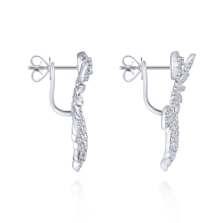 18K White Gold Peek A Boo Diamond Fan Earrings - 2.45 ct - Shot 3