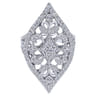 18K White Gold Pointed Oval Openwork Diamond Statement Ring - 1.55 ct