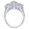 18K White Gold Pointed Oval Openwork Diamond Statement Ring - 1.55 ct