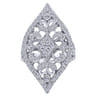 18K White Gold Pointed Oval Openwork Diamond Statement Ring - 1.55 ct