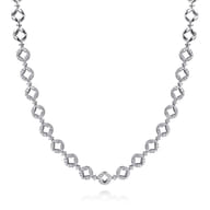 18K White Gold Round Link Diamond Necklace
