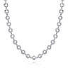 18K White Gold Round Link Diamond Necklace - 2.8 ct