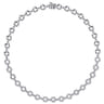 18K White Gold Round Link Diamond Necklace - 2.8 ct