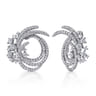 18K White Gold Round Three Row Swirling Diamond Bypass Hoop Earrings - 2.3 ct