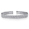 18K White Gold Round and Baguette Diamond Bangle Bracelet - 3.01 ct