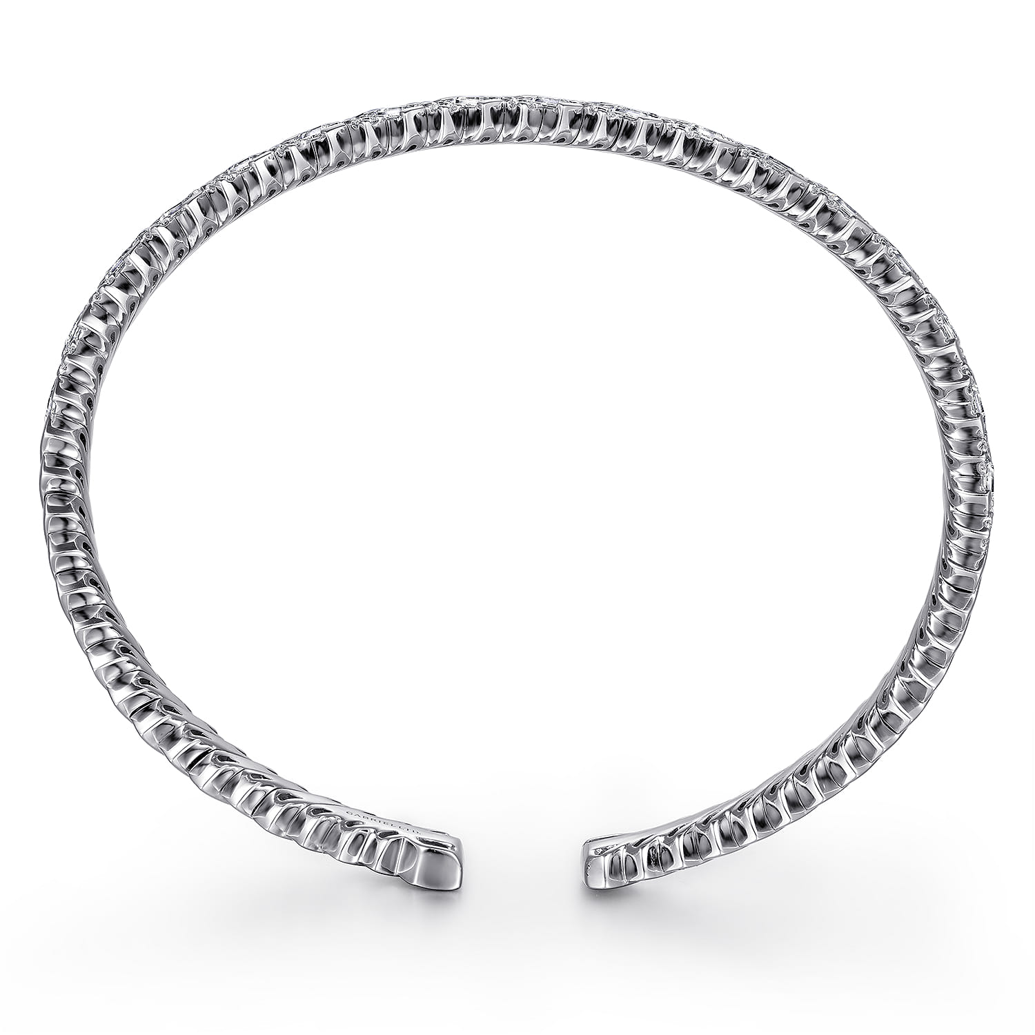 18K White Gold Round and Baguette Diamond Bangle Bracelet - 3.01 ct - Shot 3