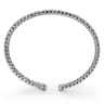 18K White Gold Round and Baguette Diamond Bangle Bracelet - 3.01 ct