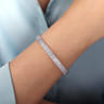 18K White Gold Round and Baguette Diamond Bangle Bracelet - 3.01 ct
