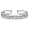 18K White Gold Round and Baguette Diamond Cuff Bracelet - 2.2 ct
