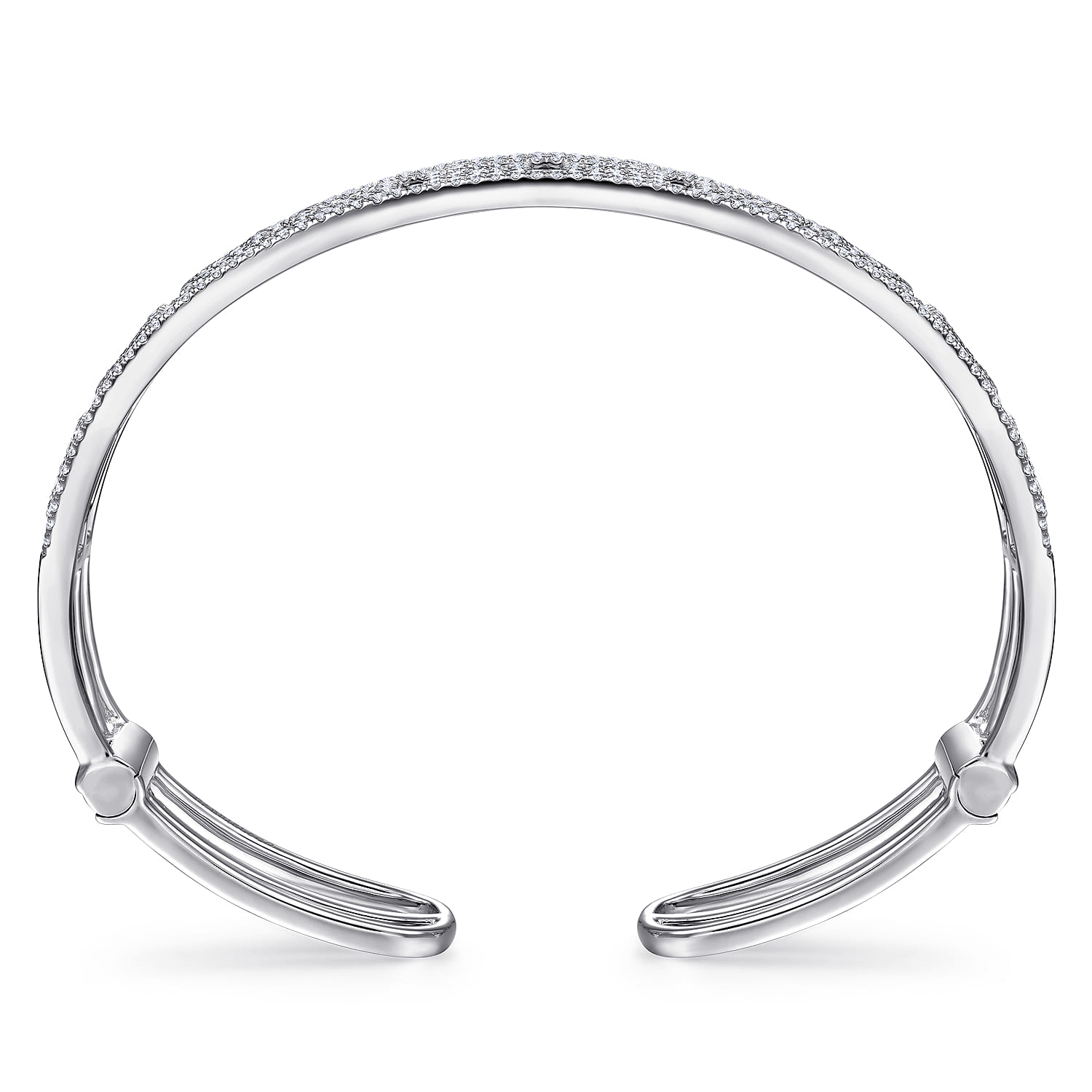 18K White Gold Round and Baguette Diamond Cuff Bracelet - 2.2 ct - Shot 3
