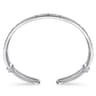 18K White Gold Round and Baguette Diamond Cuff Bracelet - 2.2 ct