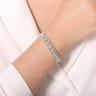 18K White Gold Round and Baguette Diamond Cuff Bracelet - 2.2 ct
