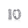 18K White Gold Round and Baguette Diamond Huggie Earrings - 0.85 ct