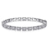 18K White Gold Round and Baguette Diamond Tennis Bracelet - 1.25 ct