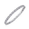 18K White Gold Round and Baguette Diamond Tennis Bracelet - 1.25 ct