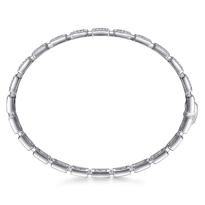 18K White Gold Round and Baguette Diamond Tennis Bracelet