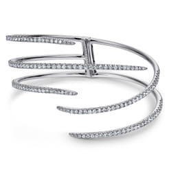 18K White Gold Split Asymmetrical Diamond Bangle