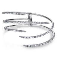 18K White Gold Split Asymmetrical Diamond Bangle